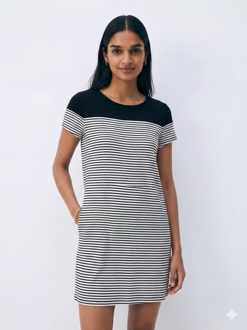 Maurices Black and White Striped Tee Dress - Picture 1 of 10